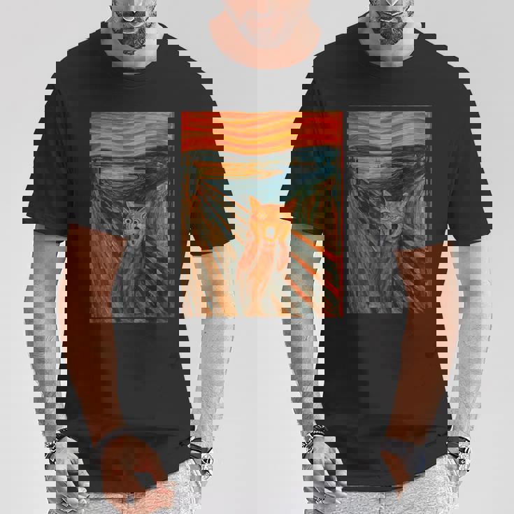 ニャンコの叫び 面白い 猫 ムンクの叫び パロディ おもしろ 服 おもしろグッズ ネタ Tシャツ 面白い贈り物