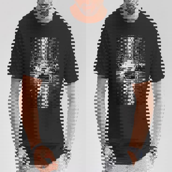 ニューヨークのタクシーのモノクロ写真 写真 Tシャツ 面白い贈り物