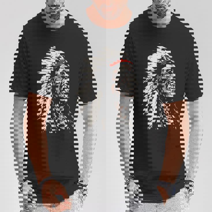 ネイティブアメリカン インディアン マルチカラー ビンテージデザイン Tシャツ 面白い贈り物