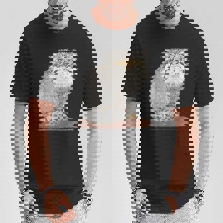 ネコ マヌルネコ 子猫 野生動物 Tシャツ 面白い贈り物