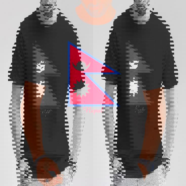 ネパールのネパール国旗のお土産。 Tシャツ 面白い贈り物