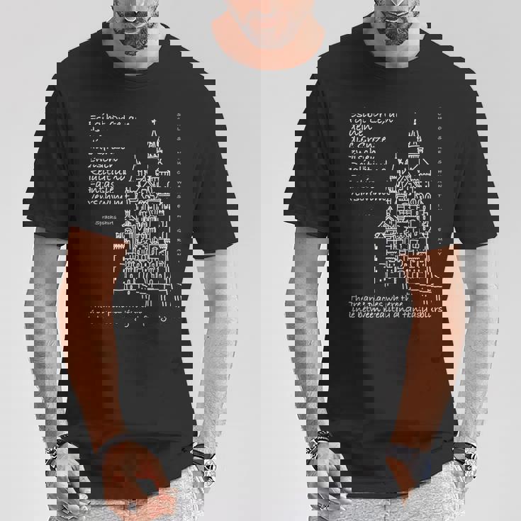 ノイシュヴァンシュタイン城 バイエルン ドイツ ドイツ語 英語 Tシャツ 面白い贈り物