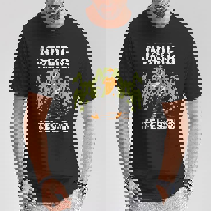 ノルディック ウォーキング ランニング スポーツ ハイキング フィットネス ウォーキング ランニング Tシャツ 面白い贈り物