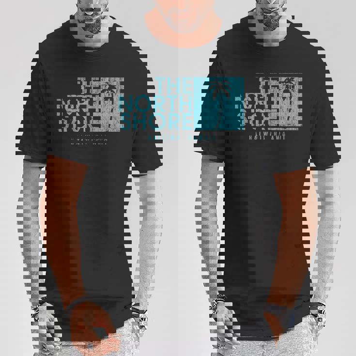 ノースショア ハワイ ヤシの木 ビンテージスタイル Tシャツ 面白い贈り物