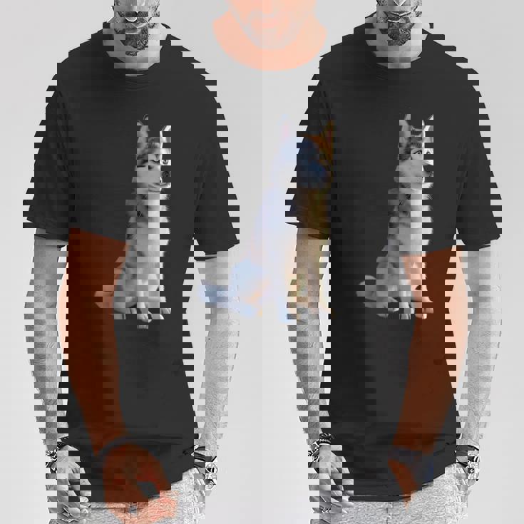 ハスキーがモチーフの愛犬家 シベリアンハスキーが大好き Tシャツ 面白い贈り物