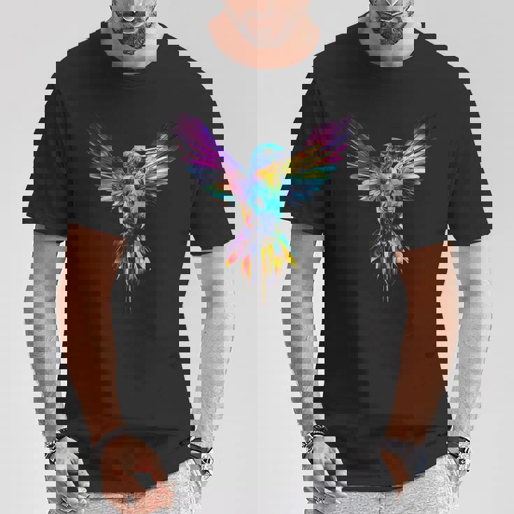 ハチドリ カラフル アート 動物 グラフィック 鳥 ハチドリ Tシャツ 面白い贈り物