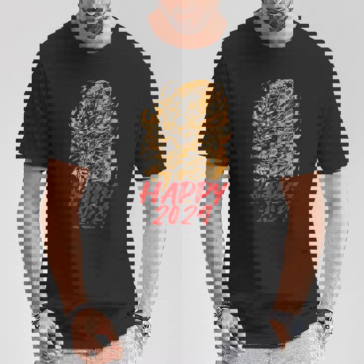ハッピー2024ドラゴンイヤーチャイニーズ2024ハッピーニューイヤー Tシャツ 面白い贈り物