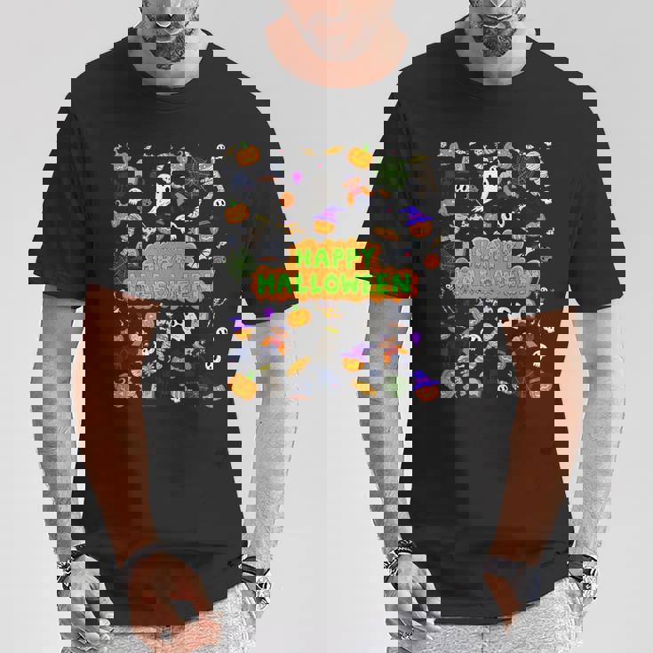 ハッピーハロウィンのレトロな怖いかわいい不気味なギフト Tシャツ 面白い贈り物