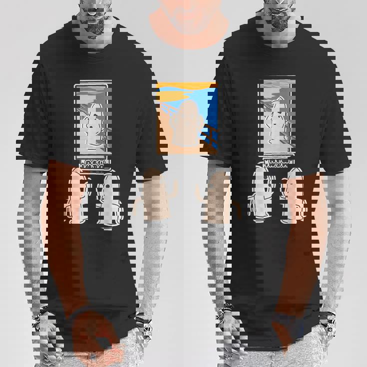 ハニワくん の ムンクの叫び と 見つめる 埴輪【ゆるフレンズ】名画 パロディ キャラクター かわいい イラスト 面白い Tシャツ 面白い贈り物