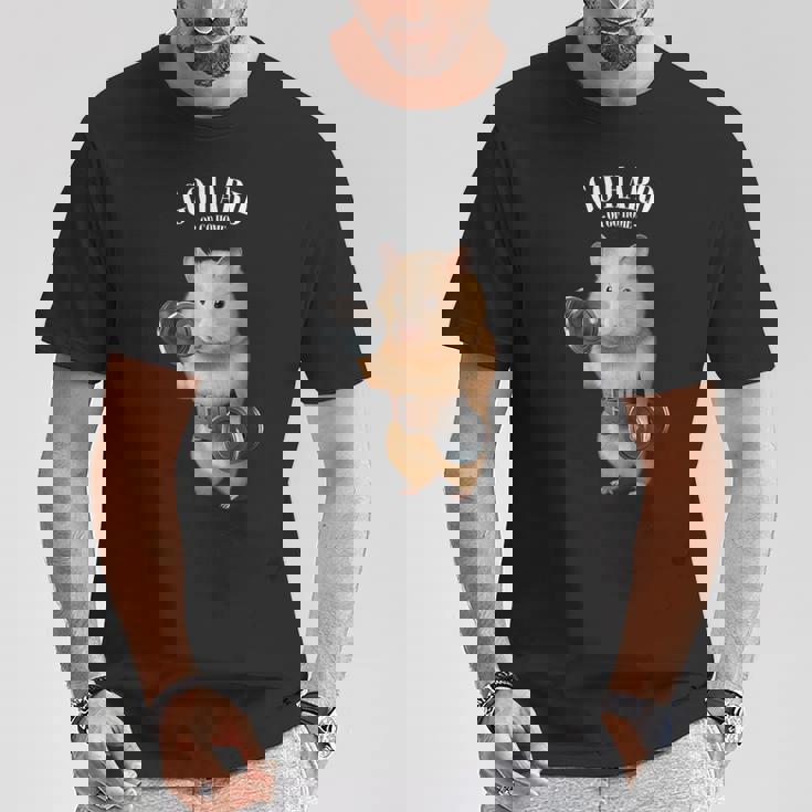 ハムスター 筋トレ ダンベル付き フィットネスジム Tシャツ 面白い贈り物