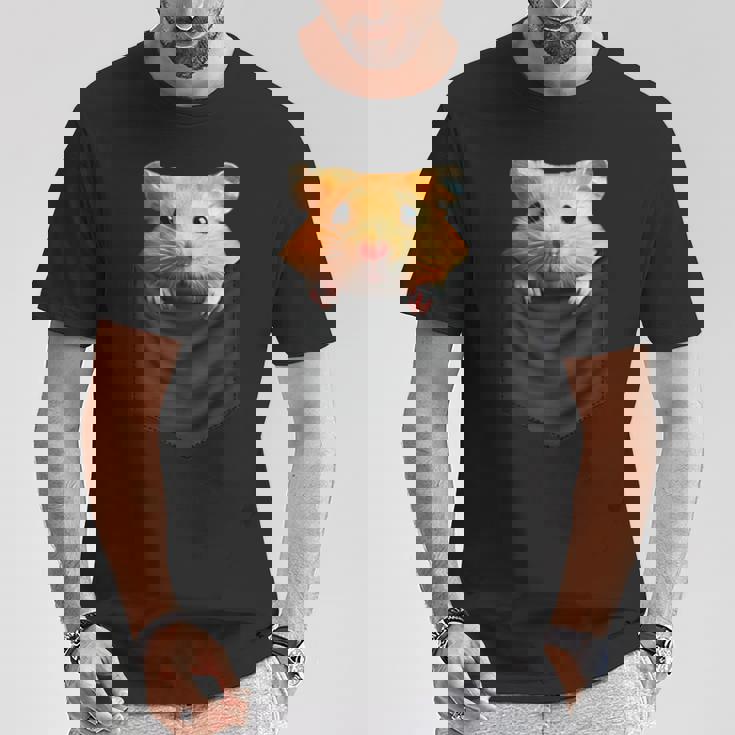 ハムスター 面白いtシャツ 胸ポケット かわいい メンズ 子供 おもしろ 服 雑貨 グッズ ネタ ゆるキャラ Tシャツ 面白い贈り物