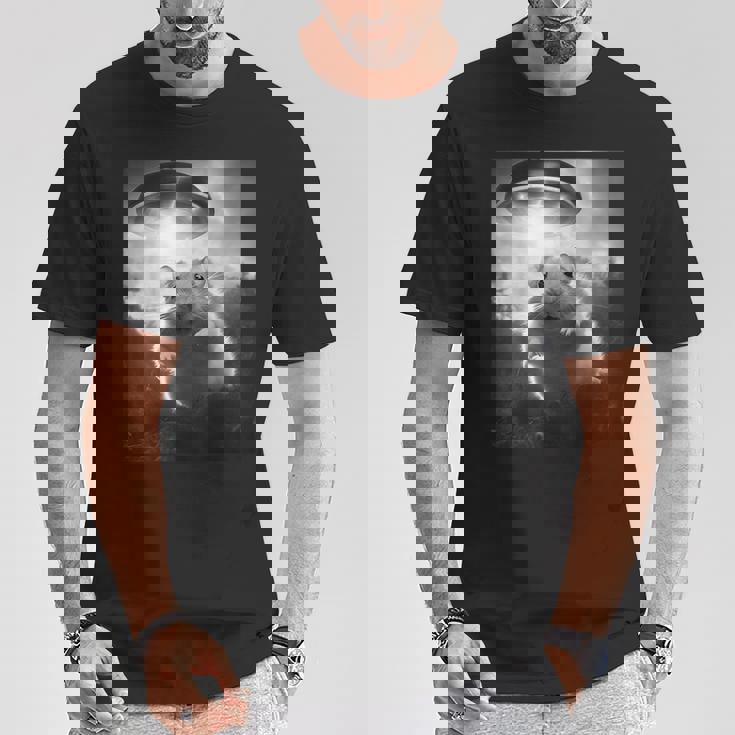 ハムスターを追うufo、クレイジーな動物、面白いハムスター Tシャツ 面白い贈り物