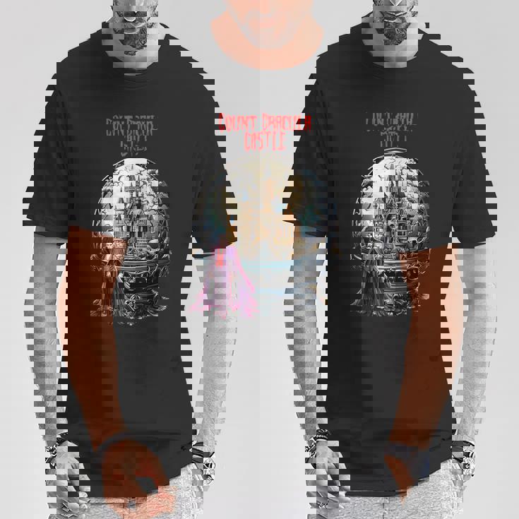 ハロウィン ナイト カウント ドラキュラ城 Tシャツ 面白い贈り物