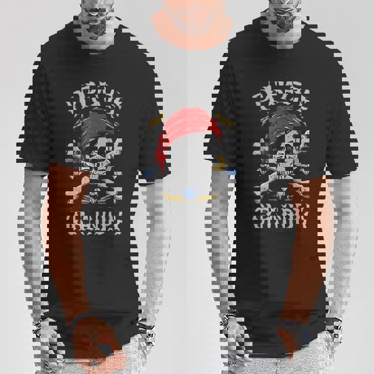 ハロウィン 怖い海賊 スカル・クロスボーン 海賊おじいちゃん Tシャツ 面白い贈り物