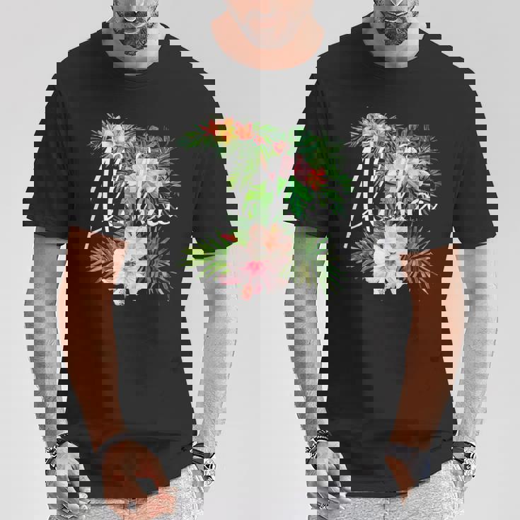 ハワイアンハイビスカスの花 アロハ Tシャツ 面白い贈り物