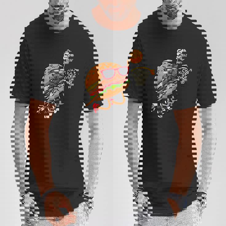 ハンバーガー バスケットボール ファーストフード バスケットボール選手 Tシャツ 面白い贈り物