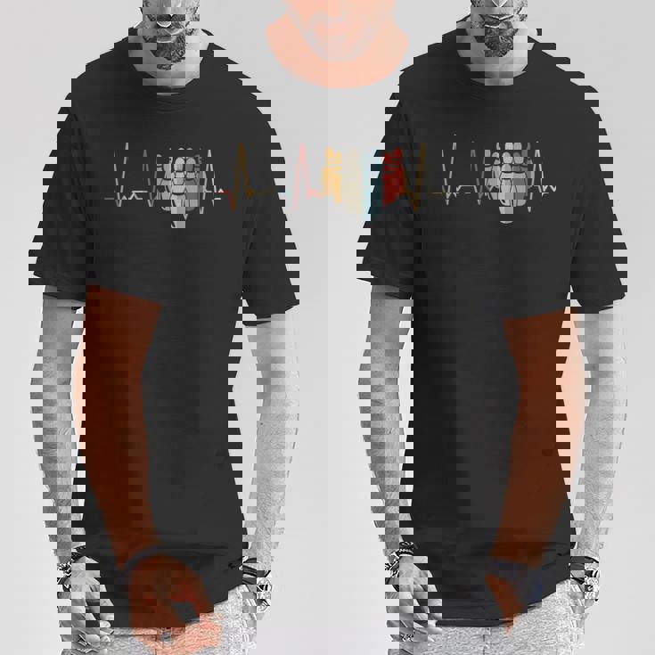 ハートビートボーリングピン Tシャツ 面白い贈り物
