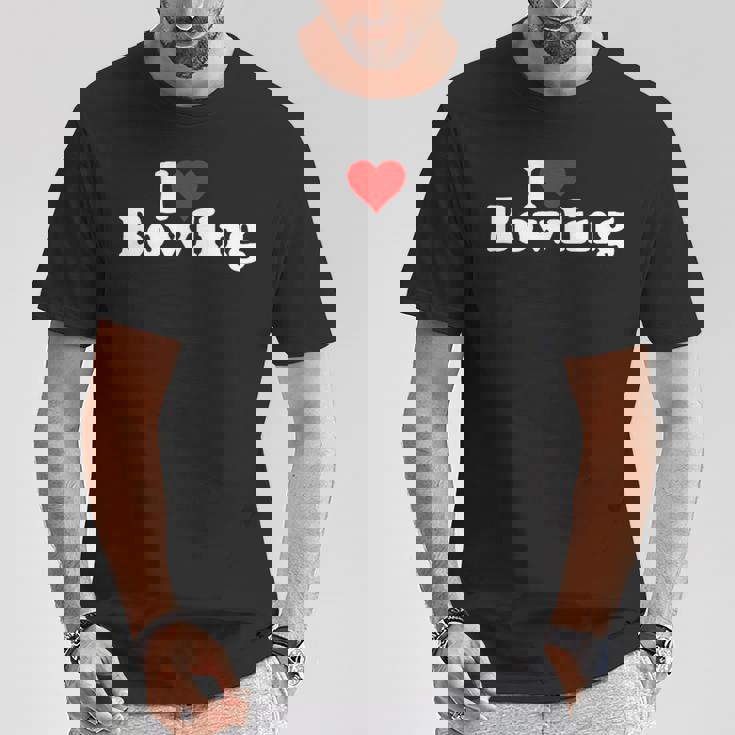 ハートボウリングが大好き Tシャツ 面白い贈り物