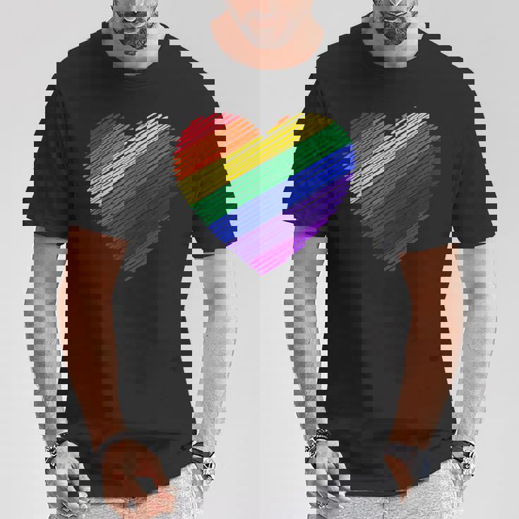 ハート・イン・ザ・カラーズ・オブ・ザ・レインボー Tシャツ 面白い贈り物