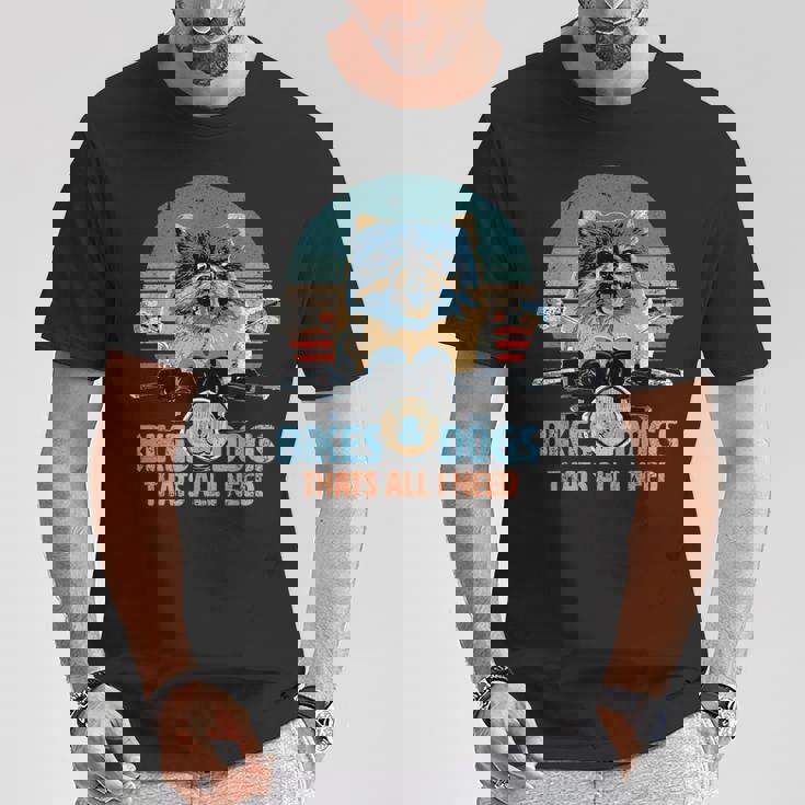 バイク&犬 かわいいポメラニアン ポメラニアン オートバイ Tシャツ 面白い贈り物