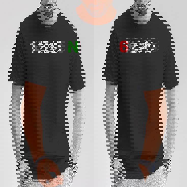 バイクギアシフト 1N23456 バイク バイカー ツアー Tシャツ 面白い贈り物