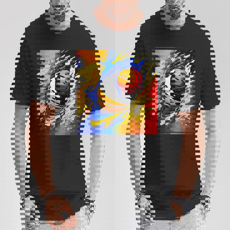 バスケットボール チーム スポーツ カラフル ボール バスケットボール愛好家 Tシャツ 面白い贈り物