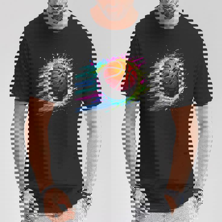 バスケットボール選手 カラフル タイダイ カラーアート スポーツ愛好家 Tシャツ 面白い贈り物