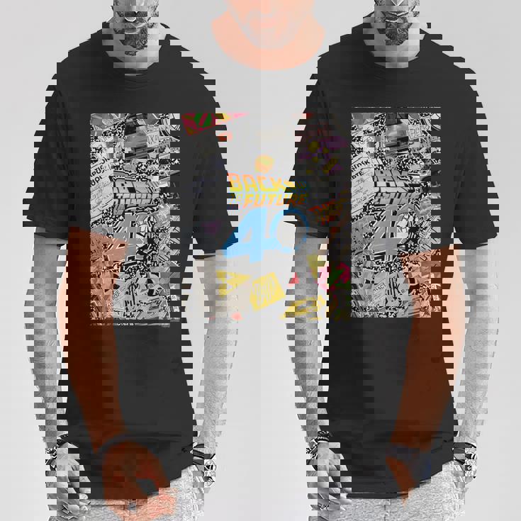 バック・トゥ・ザ・フューチャー 40周年記念ステッカー コラージュ Tシャツ 面白い贈り物