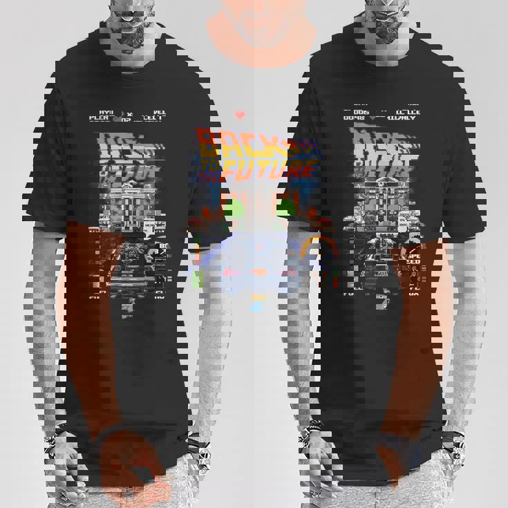 バック・トゥ・ザ・フューチャー 40周年記念ビデオゲームスタイル Tシャツ 面白い贈り物