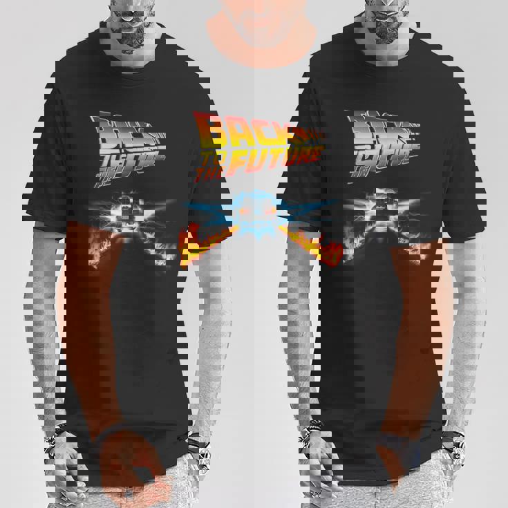 バック・トゥ・ザ・フューチャー デロリアンとロゴ Tシャツ 面白い贈り物