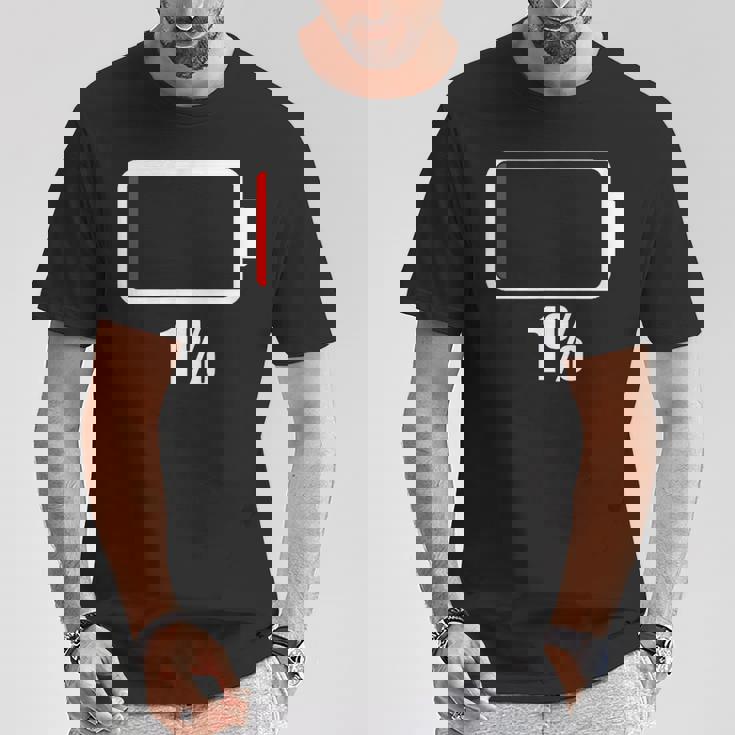 バッテリー 1 残り1 バッテリー切れtシャツ バッテリー残量が少ない Tシャツ 面白い贈り物