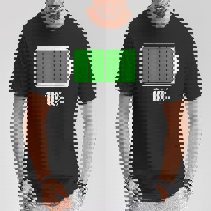 バッテリー 100 シャツ バッテリーフル充電 バッテリー満載 Tシャツ 面白い贈り物