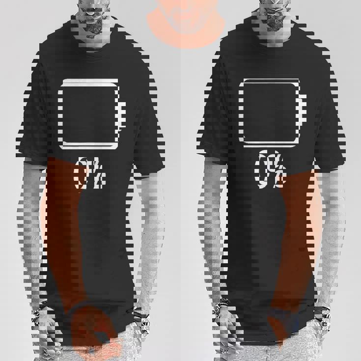 バッテリー0シャツバッテリーハート空充電バッテリー空 Tシャツ 面白い贈り物