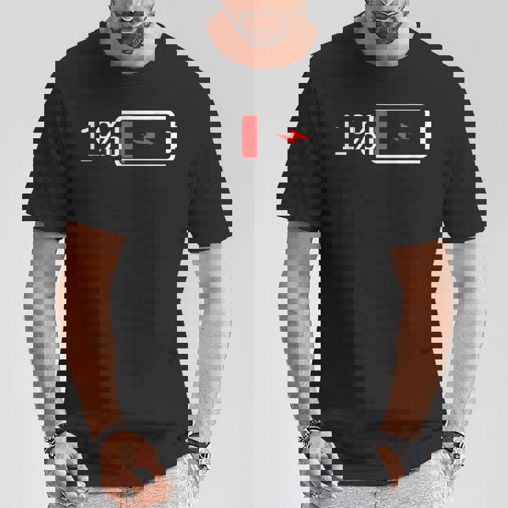 バッテリー1 – バッテリー1 I おもしろ低エネルギーパーセント Tシャツ 面白い贈り物