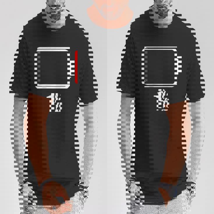 バッテリー1シャツ。バッテリーハート。充電済みバッテリーは空です。 Tシャツ 面白い贈り物