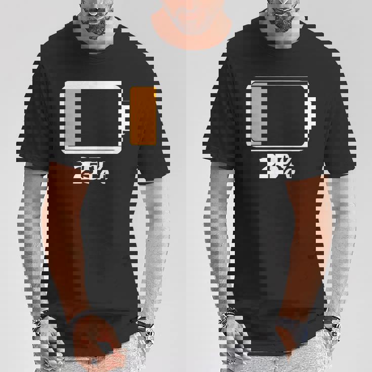 バッテリー25 残り25 バッテリーtシャツバッテリー低 Tシャツ 面白い贈り物