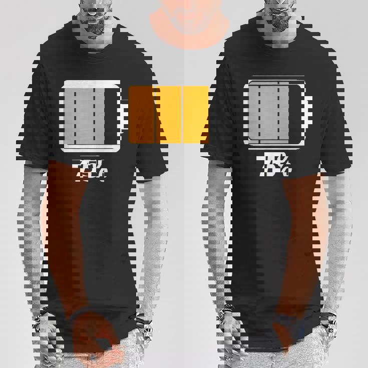 バッテリー75残り75バッテリーフルtシャツバッテリー低 Tシャツ 面白い贈り物