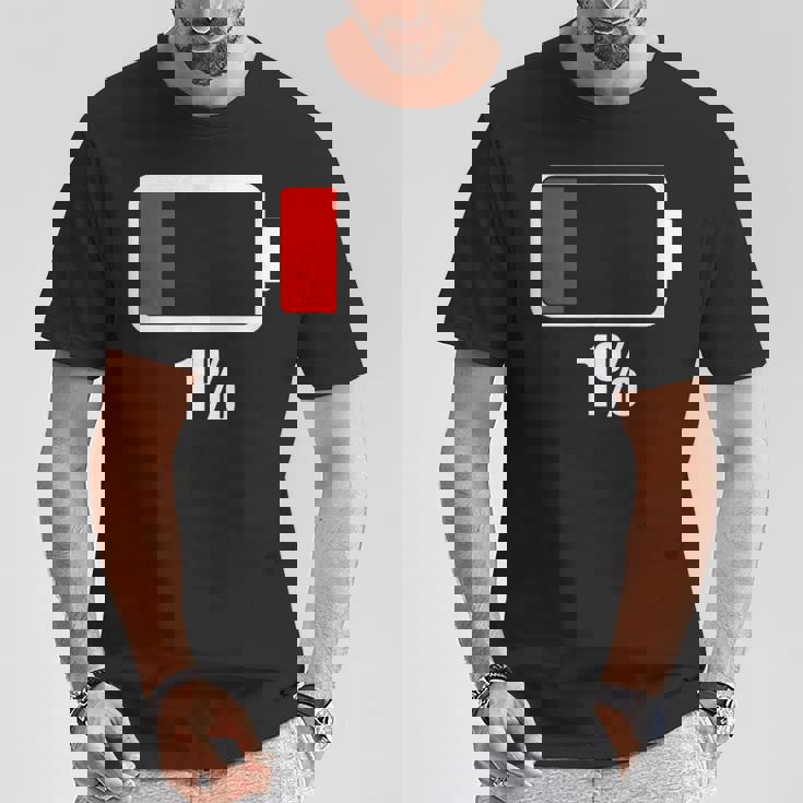 バッテリー残り1バッテリーデッドtシャツバッテリー低下 Tシャツ 面白い贈り物