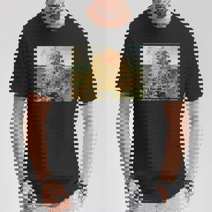 バベルの塔／ピーテル・ブリューゲル【世界の名画】（高精細画質） 美術館アート Tシャツ 面白い贈り物