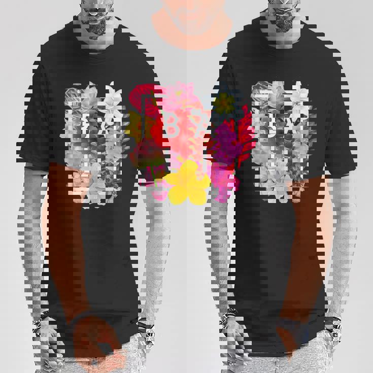 バリの花 ワードアート バリ島インドネシア土産 Tシャツ 面白い贈り物