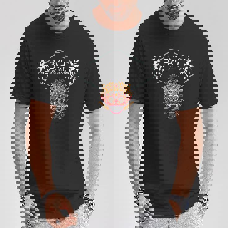 バリ島 バロンマスク 寺 ヤシの木 インドネシア 島 ウブド ギフト ジャワ島 ヌサ ペニダ お土産 サーフ ビーチ Tシャツ 面白い贈り物