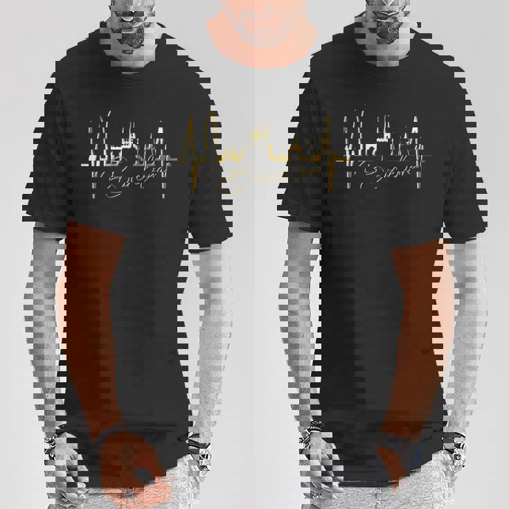 バルセロナのスカイライン ハートビート スペイン バルセロナ大好きi Love Barcelona Tシャツ 面白い贈り物