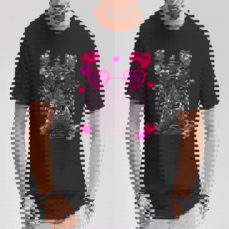 バレンタイン カバ シャツ かわいい カバ 動物 カバ 恋人 Tシャツ 面白い贈り物