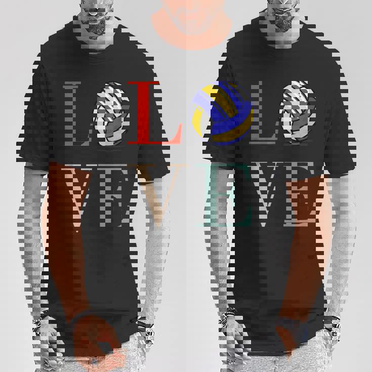 バレーボール 面白い バレー部 おもしろ 文字入り 服 おもしろグッズ 文字 ネタ メンズ Love 部活 Tシャツ 面白い贈り物