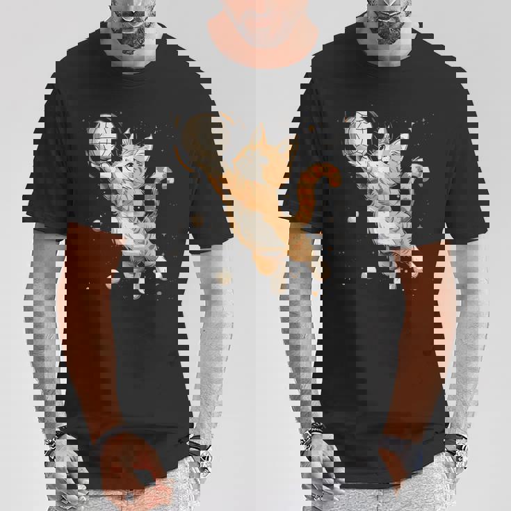 バレーボール選手のかわいいバレーボール猫。 Tシャツ 面白い贈り物