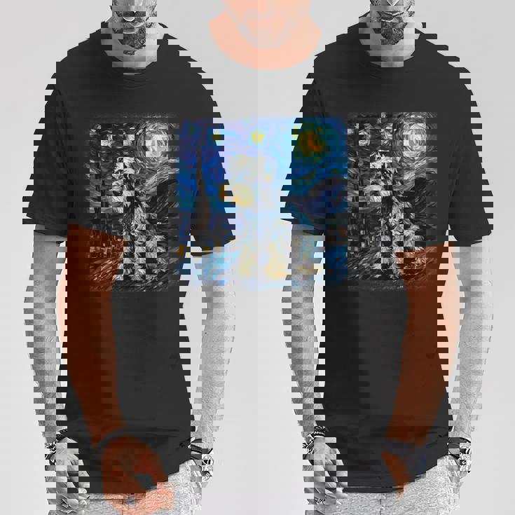 バン・ゴッホ 星月夜ミニチュア・シュナウザー Tシャツ 面白い贈り物