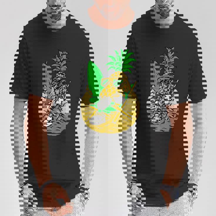 パイナップル サーファー サングラス ハワイ ハワイアン アロハ メンズ レディース Tシャツ 面白い贈り物