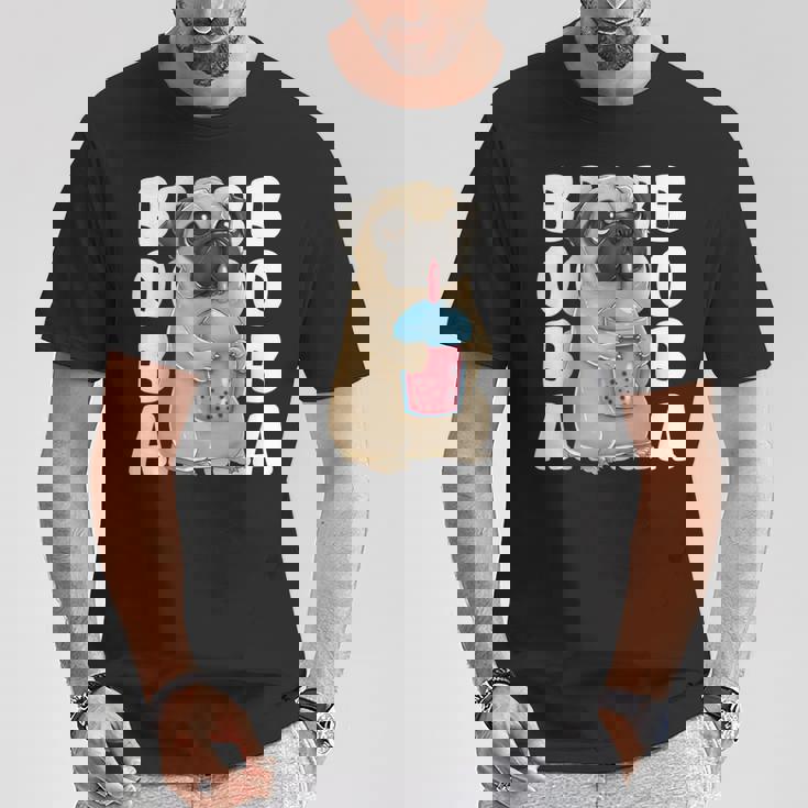 パグ 犬 カワイイ ボバ バブル ミルク ティー タピオカパール かわいい Tシャツ 面白い贈り物