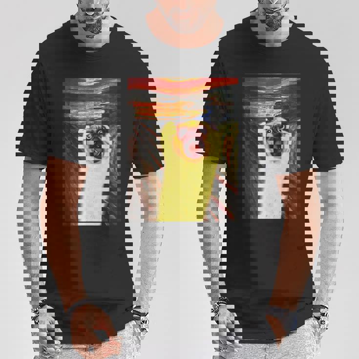 パグ 面白いtシャツ 犬 ムンクの叫び かわいい メンズ 子供 おもしろ 服 グッズ ネタ わんこ イヌ Tシャツ 面白い贈り物