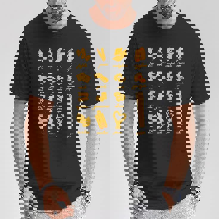 パスタタイプの麺スパゲッティ、ペンネ、トルテリーニ、ファルファッレ Tシャツ 面白い贈り物